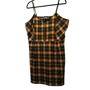 4/$15 Plaid Black and Orange Mini Dress 3XL Adjustable Straps Zipper Stretchy